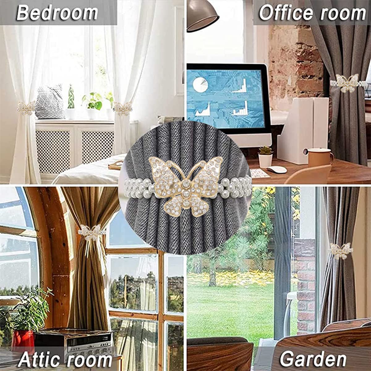 HASTHIP 2pcs Curtain Tie Backs Metal TieBacks with Classy Small Pearl Elastic Rope Curtain Holders Tieback for Home Office Hotel Window Drape Decor (Gold) HASTHIP 2pcs Curtain Tie Backs Metal TieBacks with Classy Small Pearl Elastic Rope Curtain Holders Tieback for Home Office Hotel Window Drape Decor (Gold)